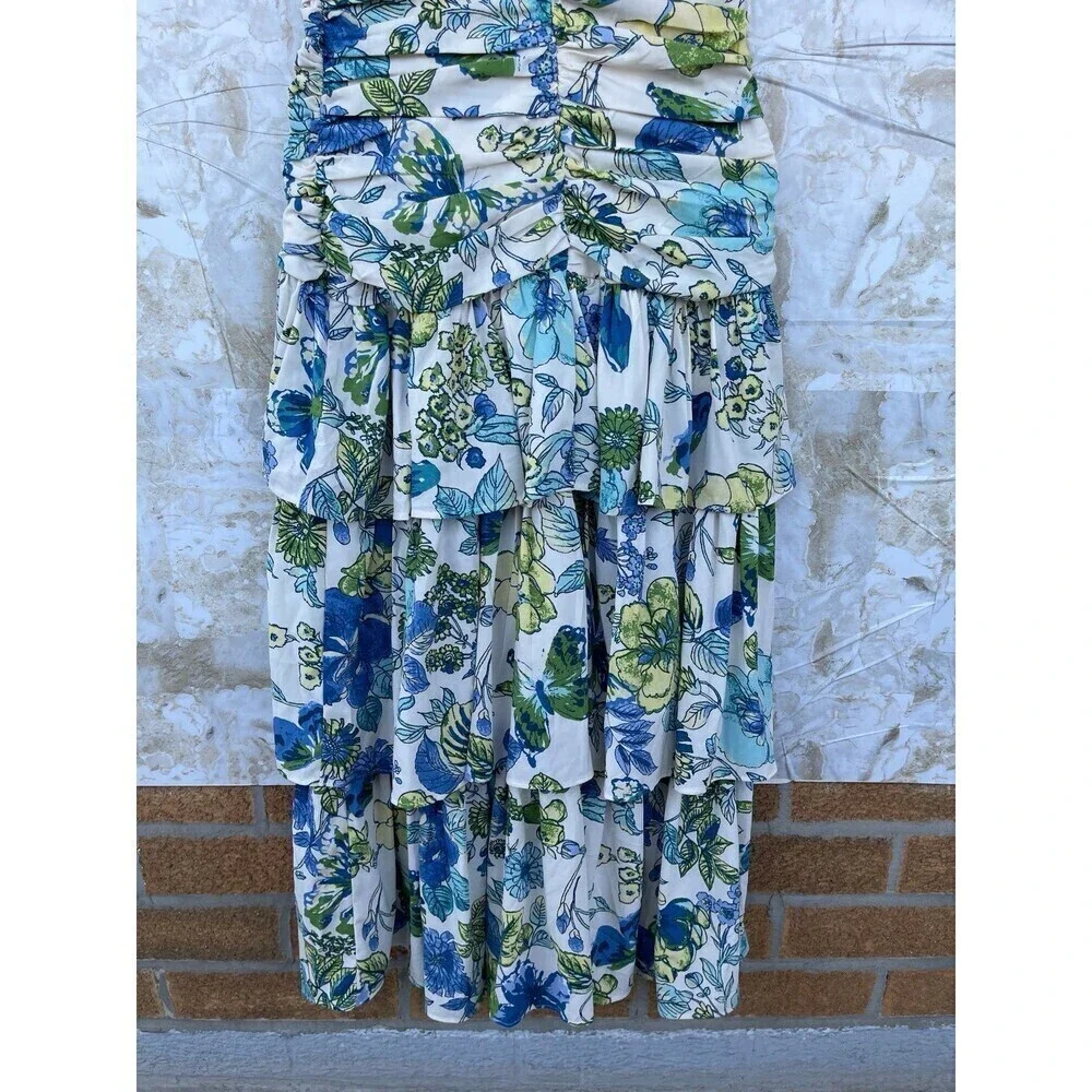 Abercrombie & Fitch High Neck Ruched Tiered Maxi Dress size XS